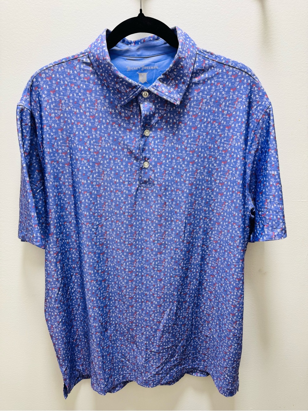Hickey Freeman Blue Floral Performance Polo